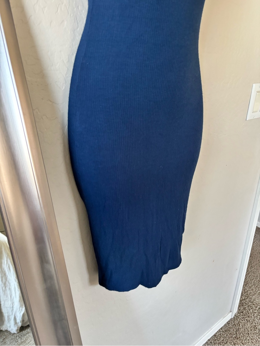 Joe & Elle Navy Short-Sleeve Ribbed Midi Dress - Picture 7 of 8